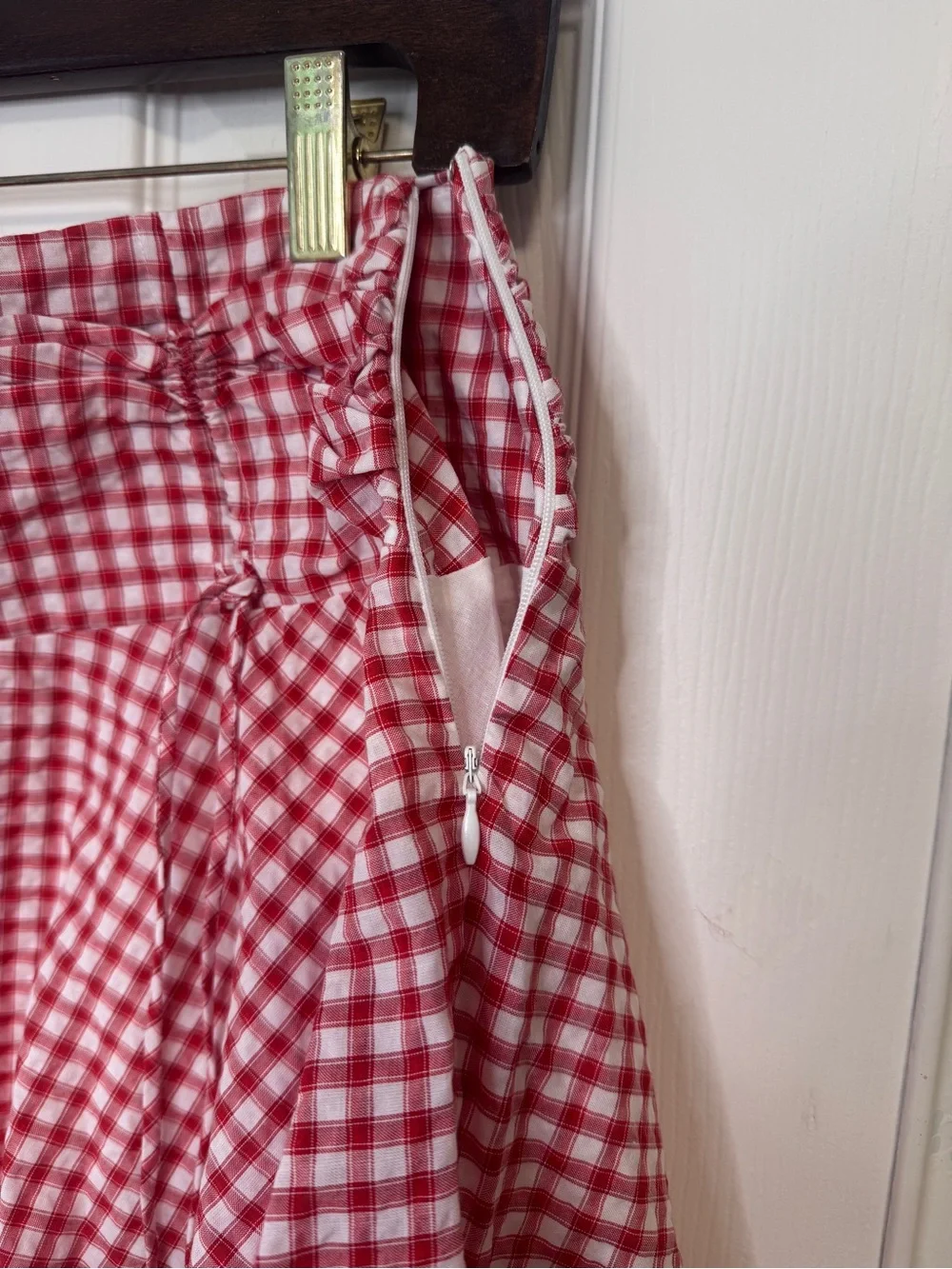 Princess Polly Red & White Gingham Drawstring Skater Skirt - Picture 3 of 6